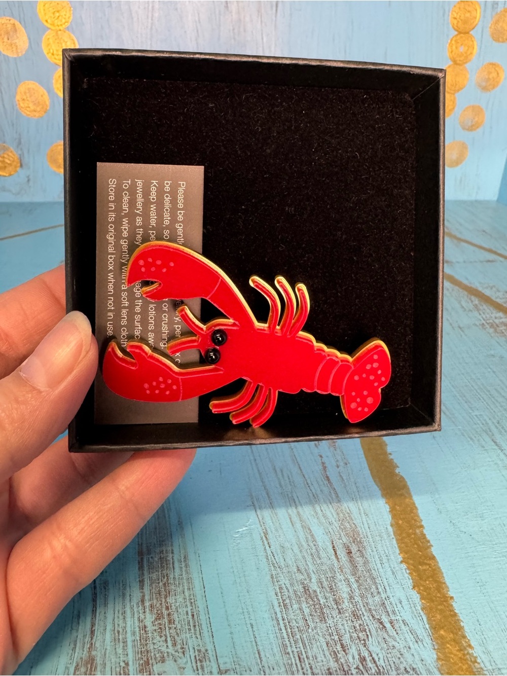 NIB Jennifer Loiselle Acrylic Red Lobster Enamel Pin